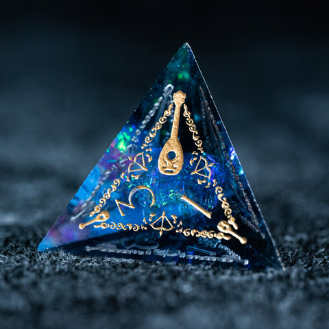 URWizards D&D Resin Dark Glitter Engraved Dice Set Bard Style - Urwizards
