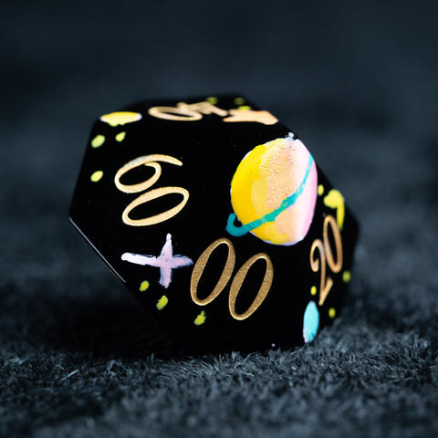 URWizards D&D Polished Obsidian Engraved Dice Set Hand-painted Galaxy - Urwizards
