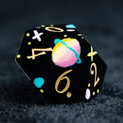 URWizards D&D Polished Obsidian Engraved Dice Set Hand-painted Galaxy - Urwizards