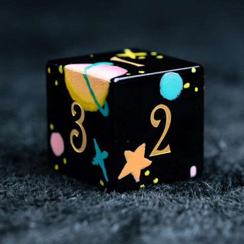 URWizards D&D Polished Obsidian Engraved Dice Set Hand-painted Galaxy - Urwizards