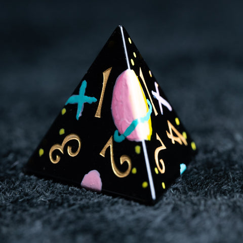 URWizards D&D Polished Obsidian Engraved Dice Set Hand-painted Galaxy - Urwizards