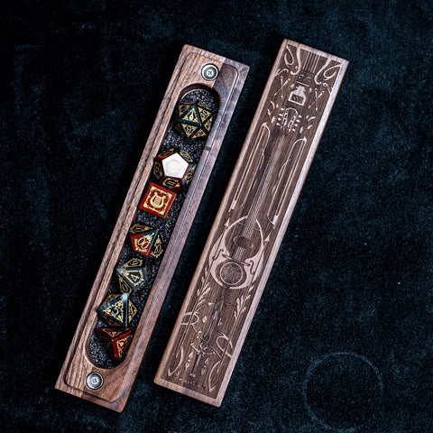 URWizards Engraved Walnut D&D Dice Box Bard Style - Urwizards