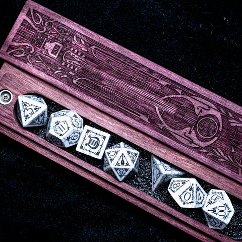 URWizards Engraved Purpleheart D&D Dice Box Bard Style - Urwizards