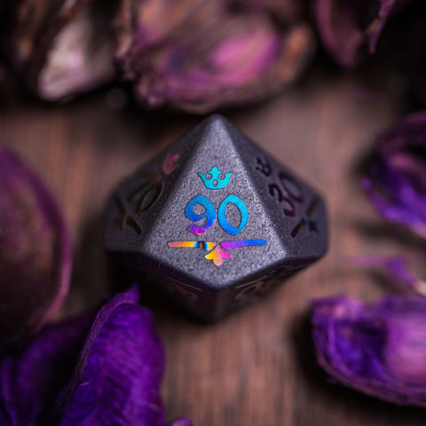 URWizards Hematite Raised Plating Number Dice Set Royal Style - Urwizards