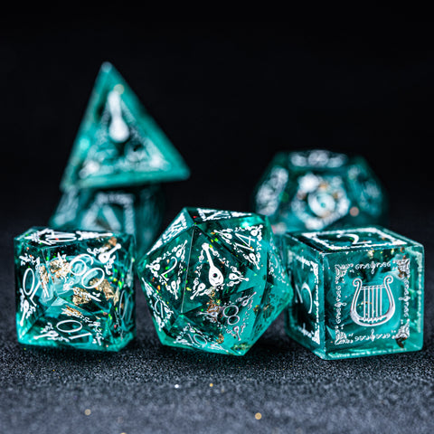 URWizards D&D Resin Eternal Forest Engraved Dice Set Bard Style - Urwizards