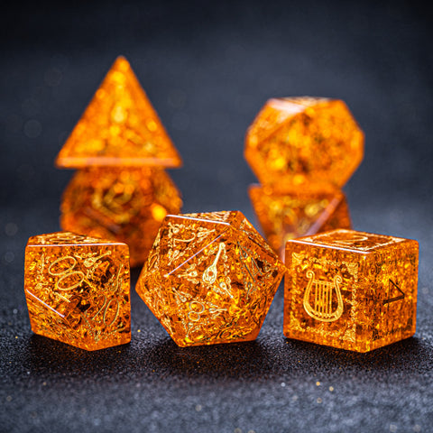 URWizards D&D Blast Lava Glass Engraved Dice Set Bard Style - Urwizards