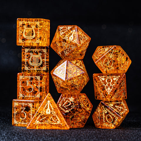 URWizards D&D Blast Lava Glass Engraved Dice Set Bard Style - Urwizards