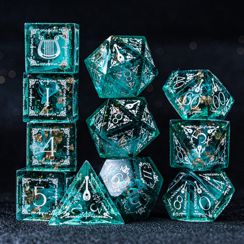 URWizards D&D Resin Eternal Forest Engraved Dice Set Bard Style - Urwizards