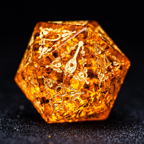 URWizards D&D Blast Lava Glass Engraved Dice Set Bard Style - Urwizards