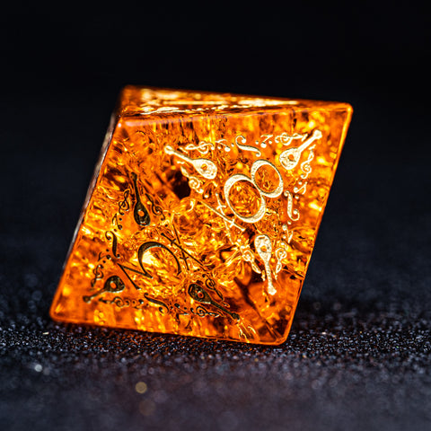URWizards D&D Blast Lava Glass Engraved Dice Set Bard Style - Urwizards