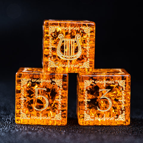 URWizards D&D Blast Lava Glass Engraved Dice Set Bard Style - Urwizards