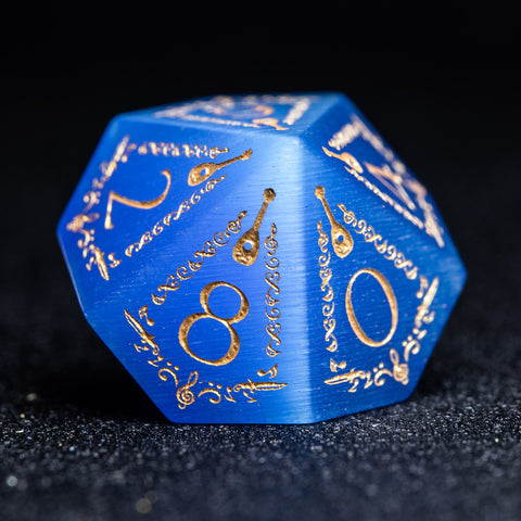 URWizards D&D Blue Cat's Eye Engraved Dice Set Bard Style - Urwizards
