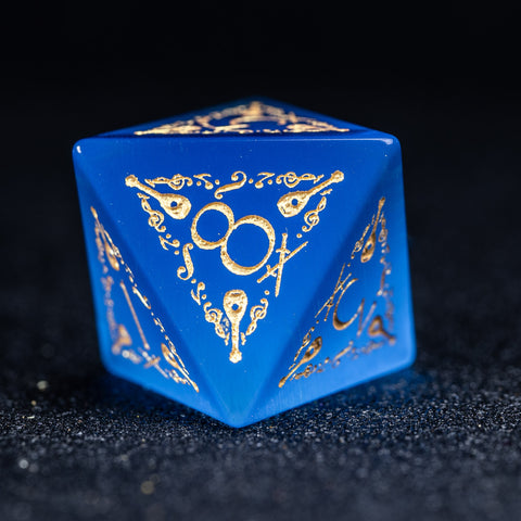 URWizards D&D Blue Cat's Eye Engraved Dice Set Bard Style - Urwizards