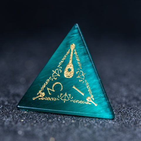 URWizards D&D Teal Green Cat's Eye Engraved Dice Set Bard Style - Urwizards