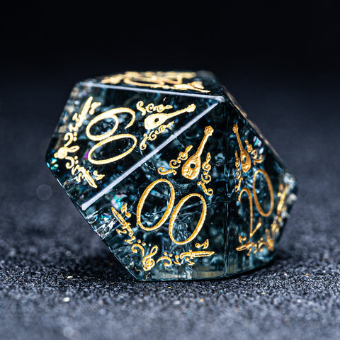 URWizards D&D Blast Dark Glass Engraved Dice Set Bard Style - Urwizards