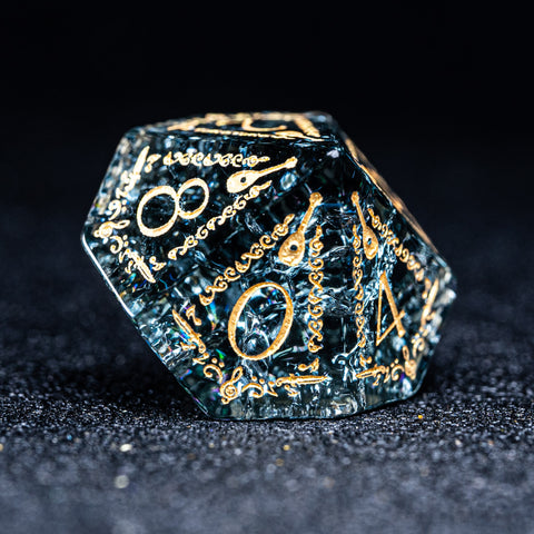 URWizards D&D Blast Dark Glass Engraved Dice Set Bard Style - Urwizards