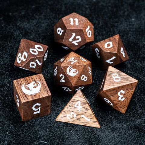 URWizards D&D Walnut Wood Dice Set - Urwizards