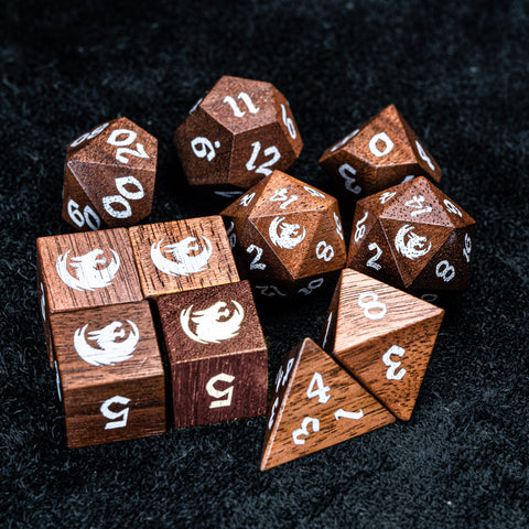 URWizards D&D Walnut Wood Dice Set - Urwizards