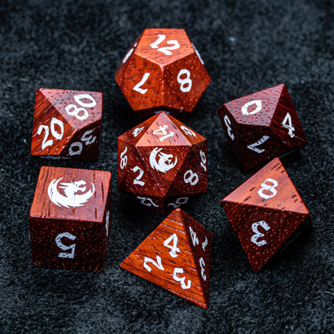 URWizards D&D Padauk Wood Dice Set Dragon - Urwizards