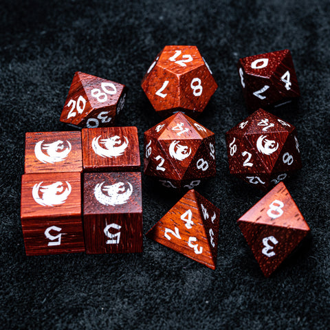 URWizards D&D Padauk Wood Dice Set Dragon - Urwizards