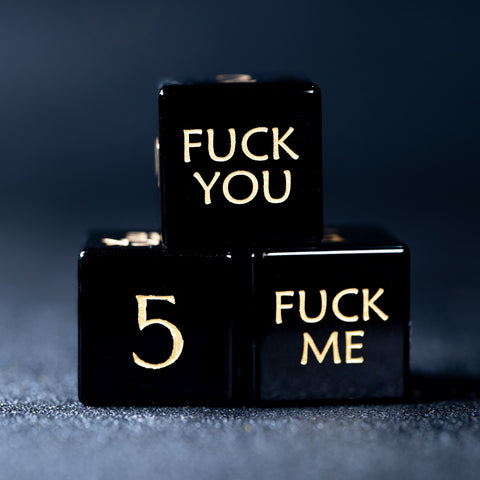 URWizards D&D Obsidian Gemstone Engraved Dice Set F*CK Style - Urwizards