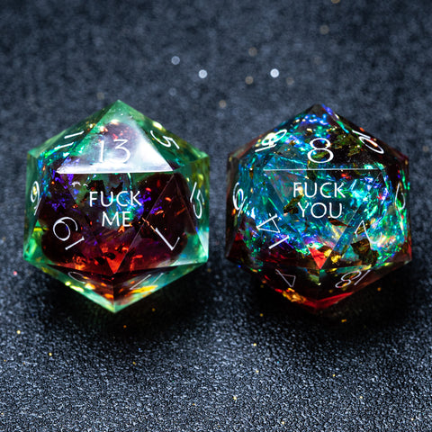 URWizards D&D Toxic Resin Engraved Dice Set Fuck You Fuck Me Style - Urwizards