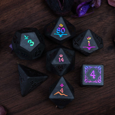 URWizards Hematite Raised Plating Number Dice Set Royal Style - Urwizards