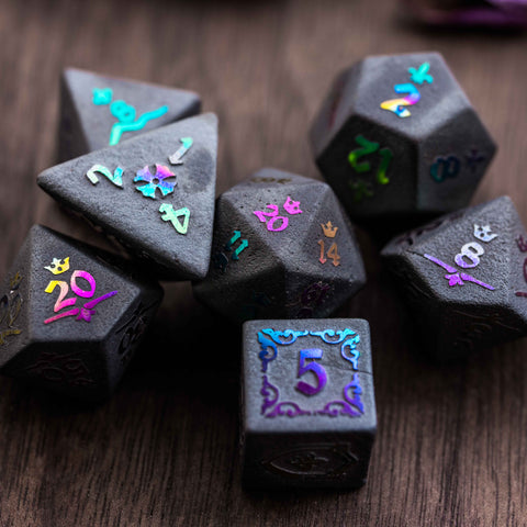 URWizards Hematite Raised Plating Number Dice Set Royal Style - Urwizards