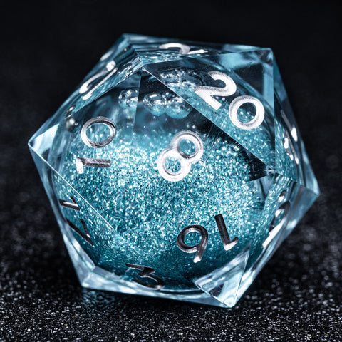 URWizards D&D Liquid Heart Resin Engraved Dice Set Blue - Urwizards