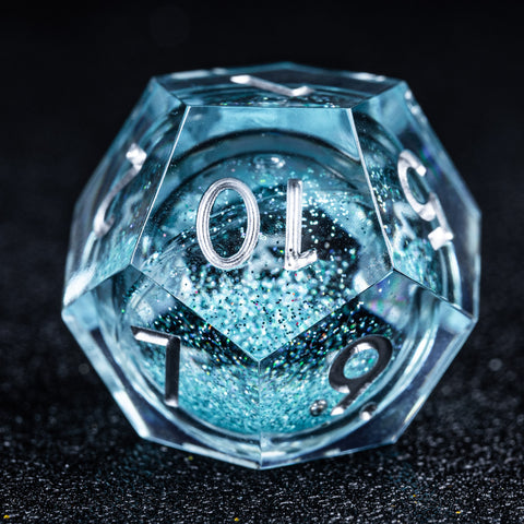 URWizards D&D Liquid Heart Resin Engraved Dice Set Blue - Urwizards