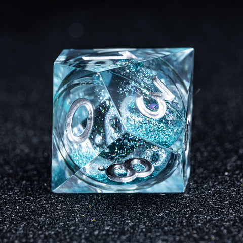 URWizards D&D Liquid Heart Resin Engraved Dice Set Blue - Urwizards