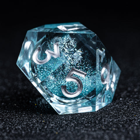 URWizards D&D Liquid Heart Resin Engraved Dice Set Blue - Urwizards