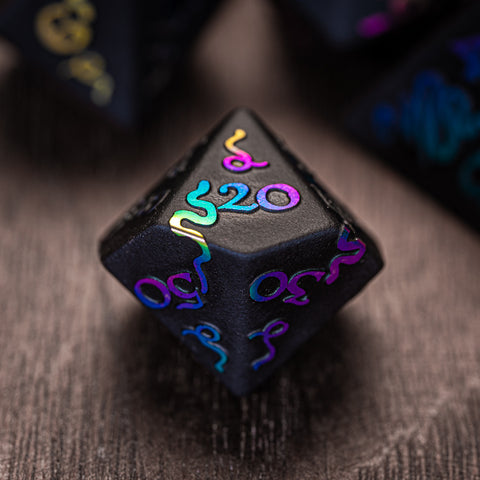 URWizards Obsidian Raised Plating Number Dice Set Serpent Style - Urwizards