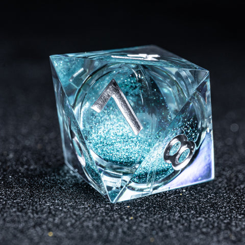 URWizards D&D Liquid Heart Resin Engraved Dice Set Blue - Urwizards