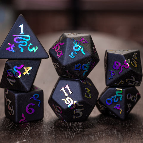 URWizards Obsidian Raised Plating Number Dice Set Serpent Style - Urwizards