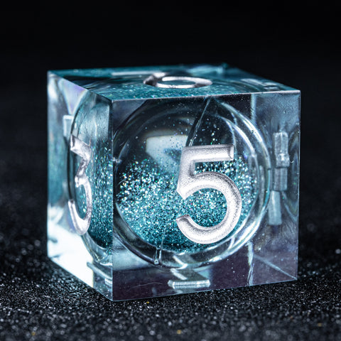 URWizards D&D Liquid Heart Resin Engraved Dice Set Blue - Urwizards