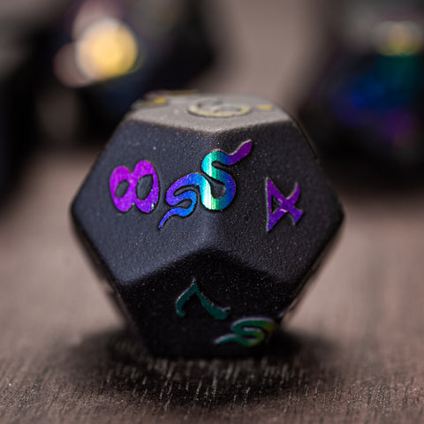 URWizards Obsidian Raised Plating Number Dice Set Serpent Style - Urwizards