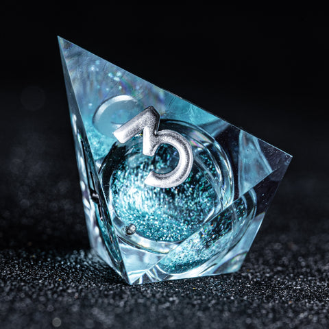 URWizards D&D Liquid Heart Resin Engraved Dice Set Blue - Urwizards