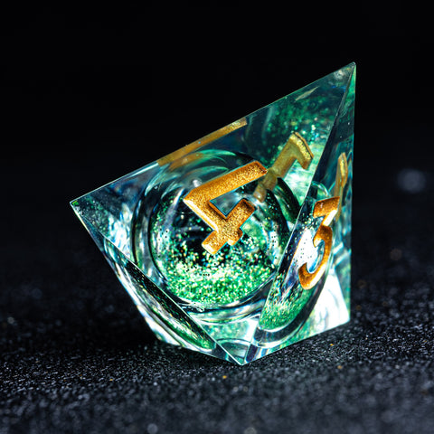 URWizards D&D Liquid Heart Resin Engraved Dice Set Green - Urwizards