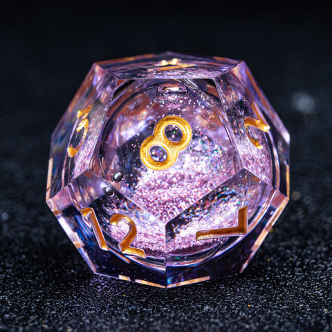 URWizards D&D Liquid Heart Resin Engraved Dice Set Purple - Urwizards