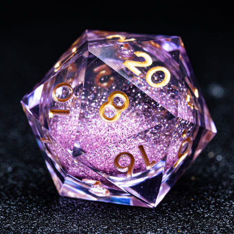 URWizards D&D Liquid Heart Resin Engraved Dice Set Purple - Urwizards