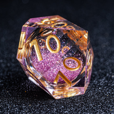 URWizards D&D Liquid Heart Resin Engraved Dice Set Purple - Urwizards