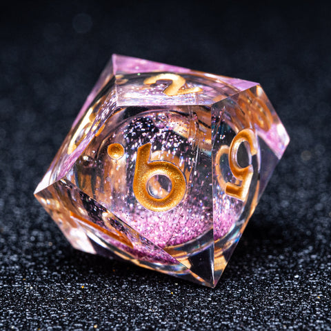 URWizards D&D Liquid Heart Resin Engraved Dice Set Purple - Urwizards