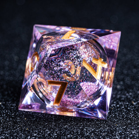 URWizards D&D Liquid Heart Resin Engraved Dice Set Purple - Urwizards