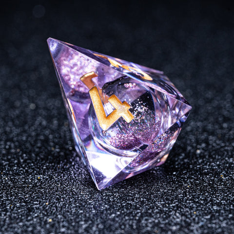 URWizards D&D Liquid Heart Resin Engraved Dice Set Purple - Urwizards