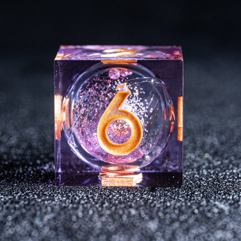 URWizards D&D Liquid Heart Resin Engraved Dice Set Purple - Urwizards