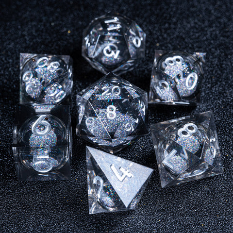 URWizards D&D Liquid Heart Resin Engraved Dice Set Dark - Urwizards