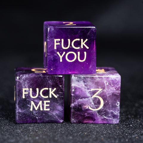 URWizards D&D Obsidian Gemstone Engraved Dice Set F*CK Style - Urwizards