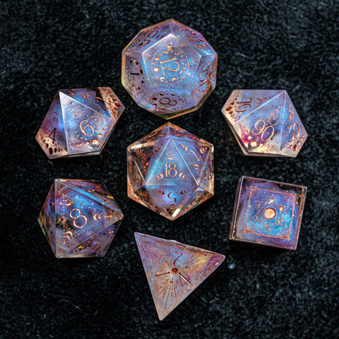 URWizards D&D Resin Fairy Engraved Dice Set Lunar Eclipse - Urwizards