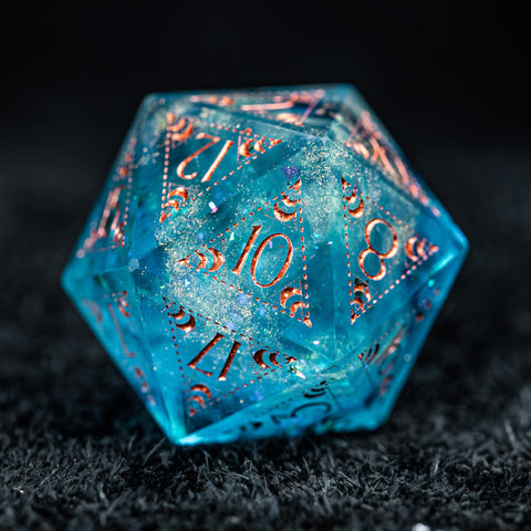 URWizards D&D Resin Ocean Engraved Dice Set Lunar Eclipse - Urwizards